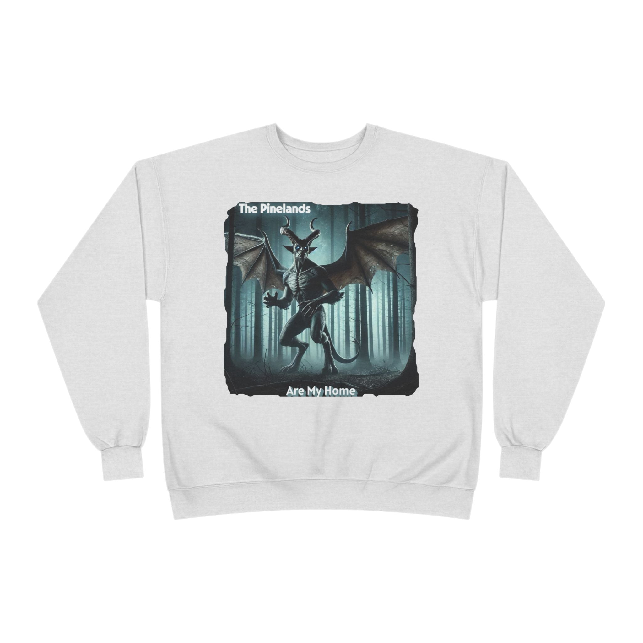 Pine Lands Dragon Crewneck Sweatshirt — "The Pinelands Are My Home" Forest Fantasy Pullover