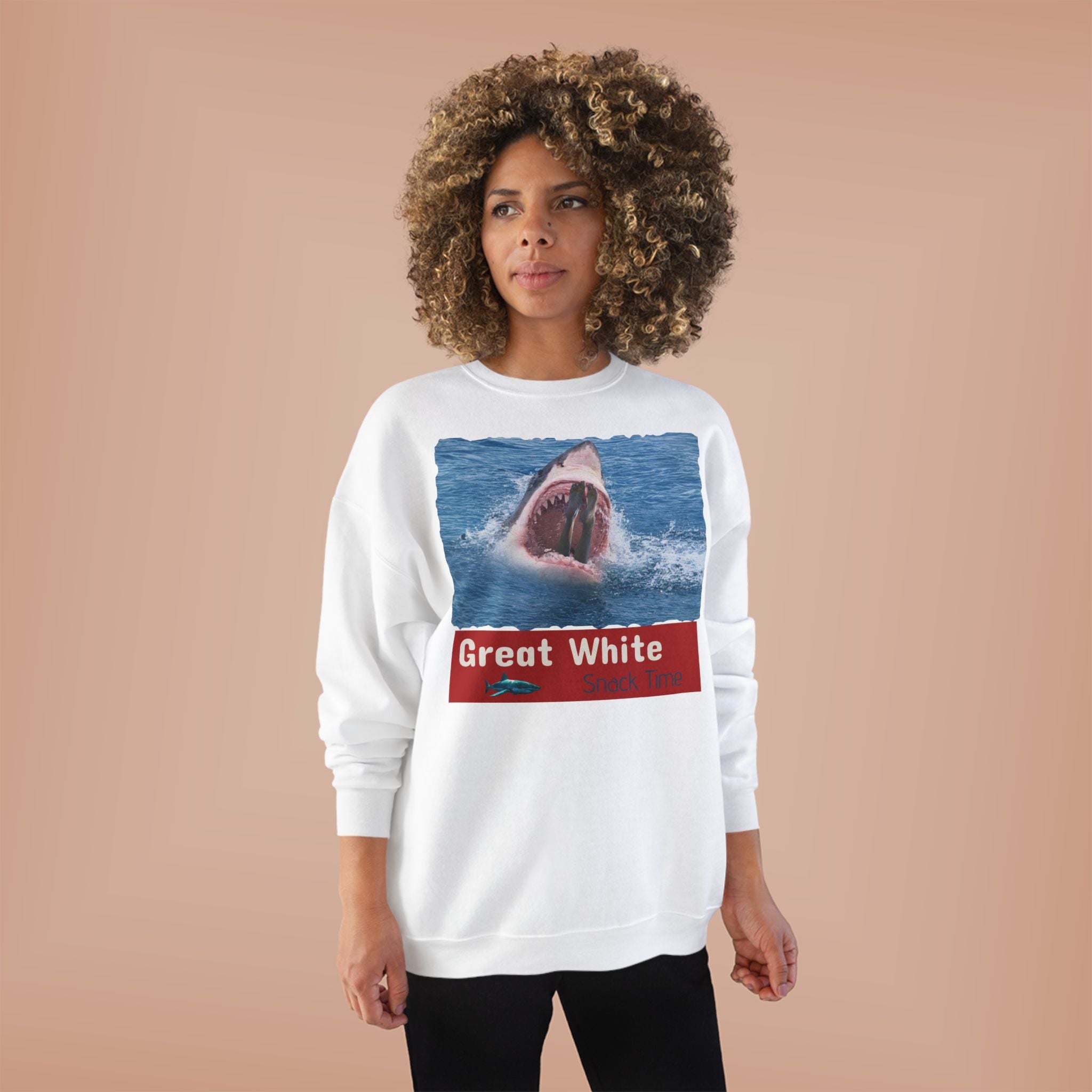 Great White Shark Crewneck Sweatshirt — Ocean Graphic Pullover