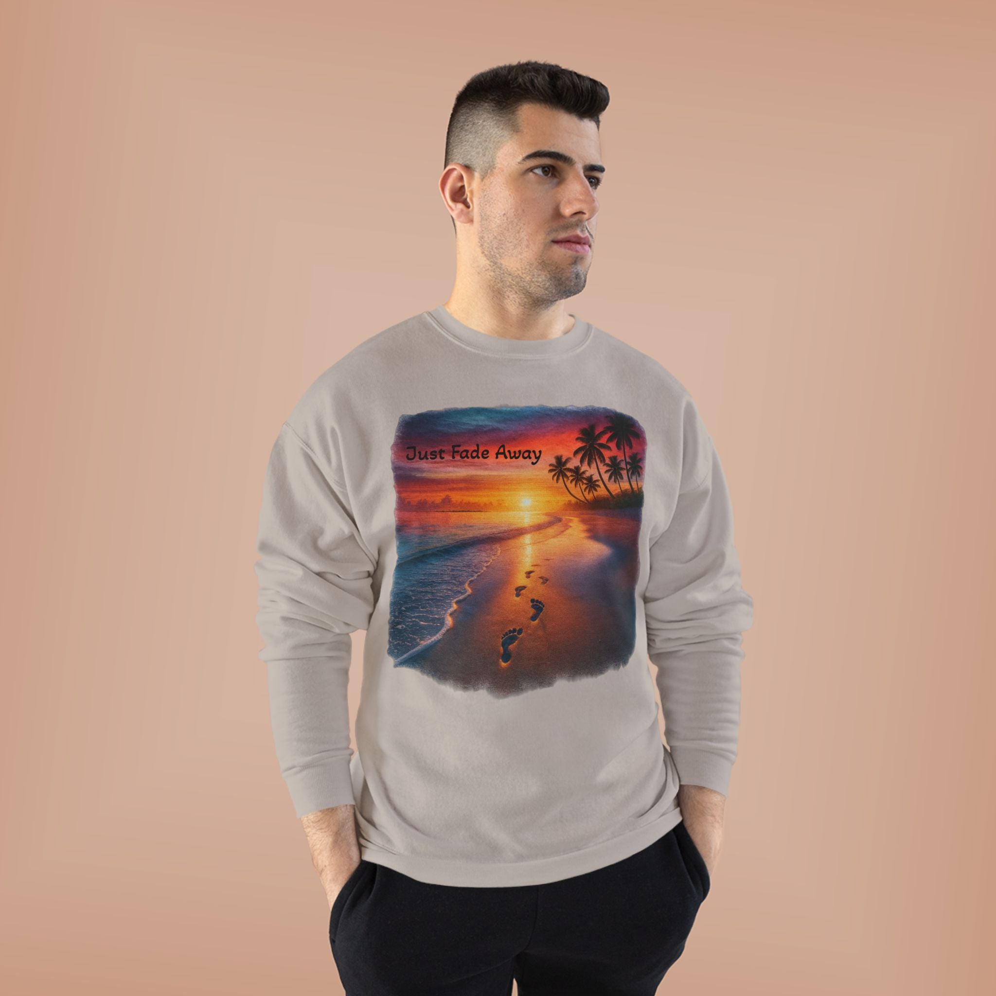 Crewneck Sweatshirt — Sunset Beach "Footprints" Graphic