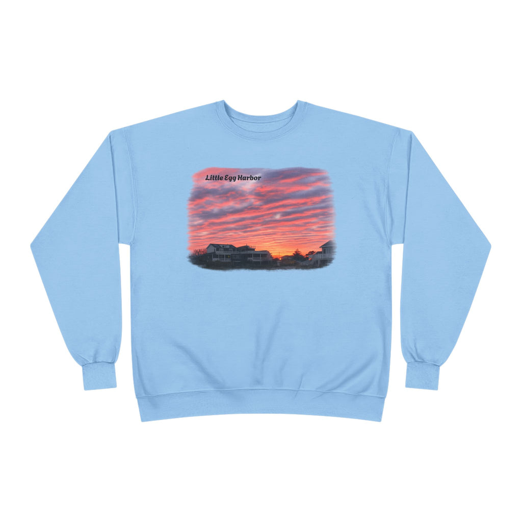 Sunset Landscape Crewneck Sweatshirt – "Little Bay Harbor" Scenic Graphic