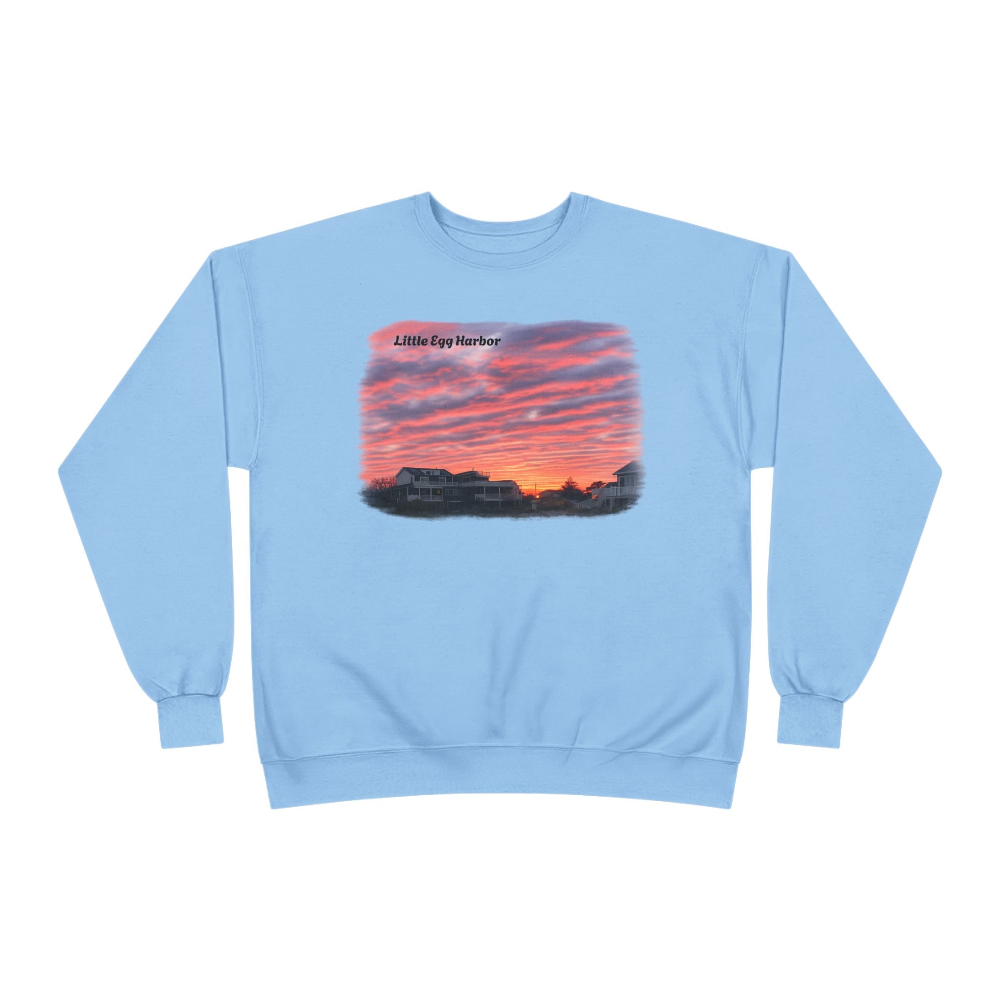 Sunset Landscape Crewneck Sweatshirt – "Little Bay Harbor" Scenic Graphic