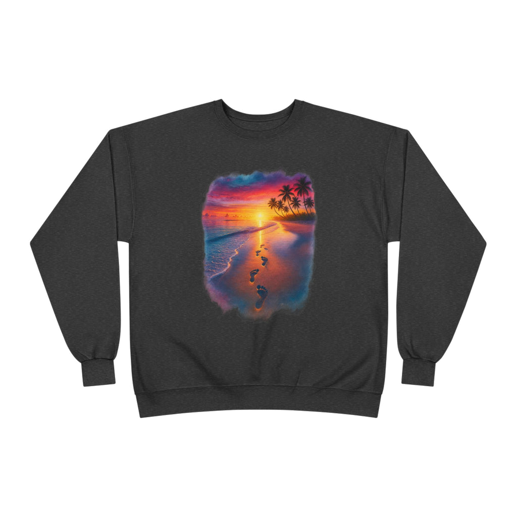 Sunset Beach Crewneck Sweatshirt — Tropical Footprints Graphic