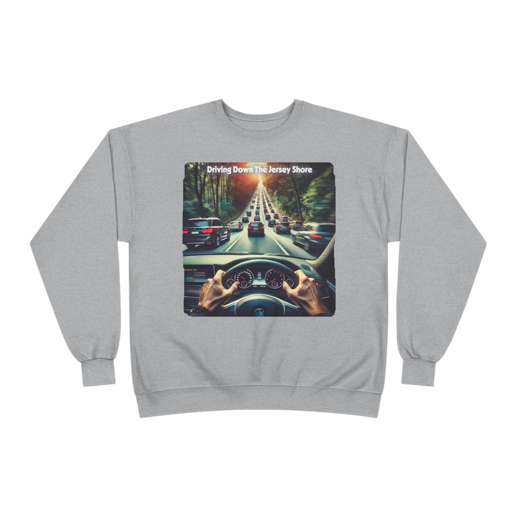 Crewneck Sweatshirt — "Driving Down The Jersey Shore" Scenic Road Trip Design