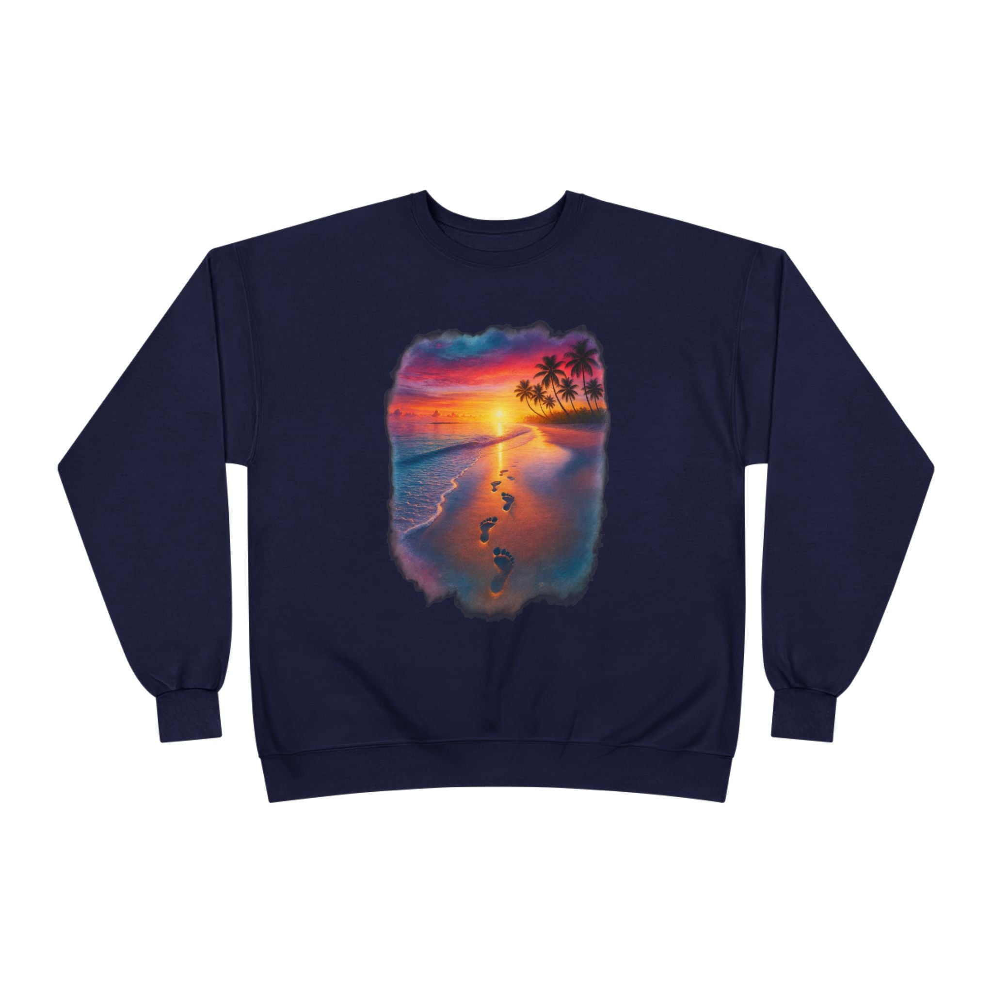 Sunset Beach Crewneck Sweatshirt — Tropical Footprints Graphic