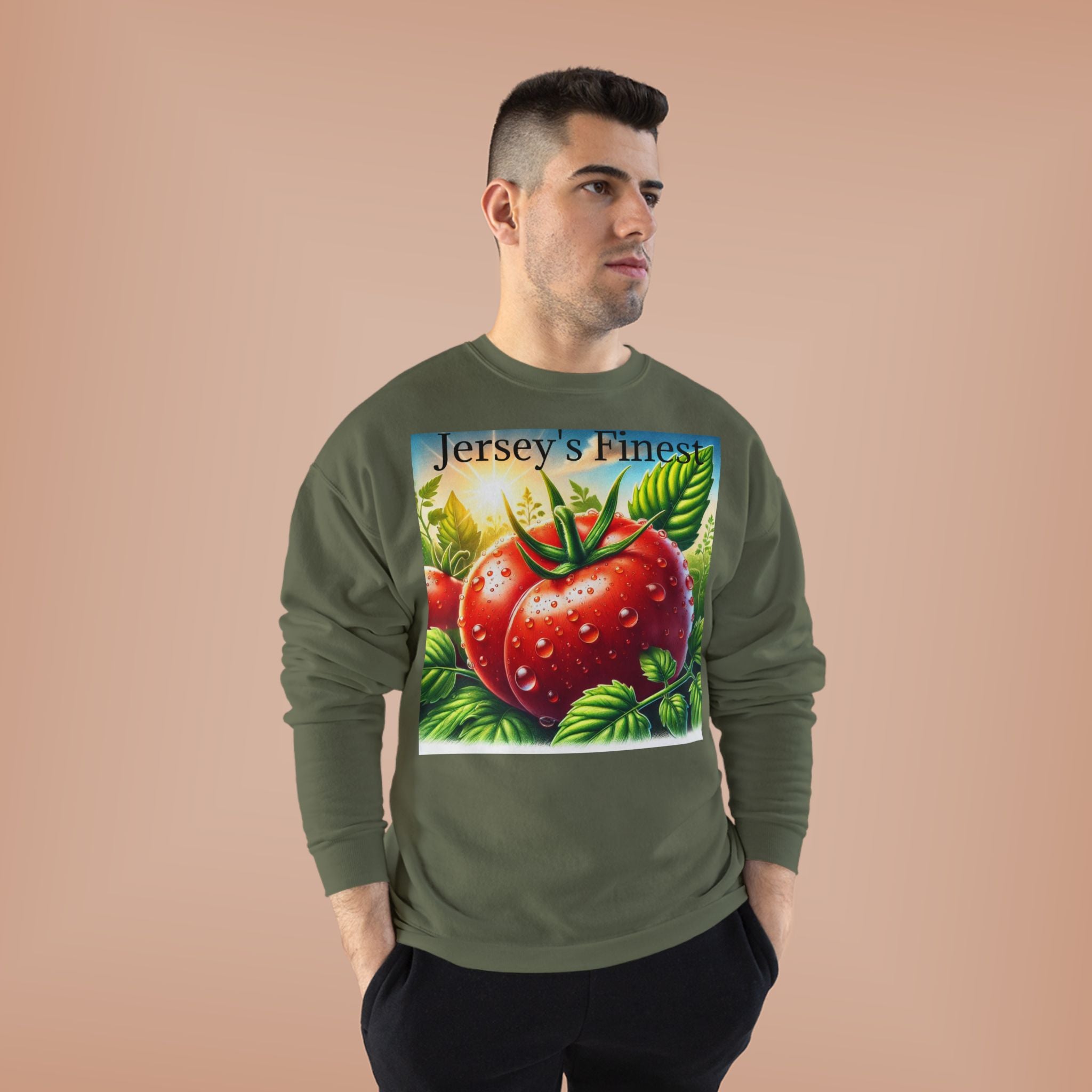 Tomato Crewneck Sweatshirt — "Jersey's Finest" Garden Produce Graphic