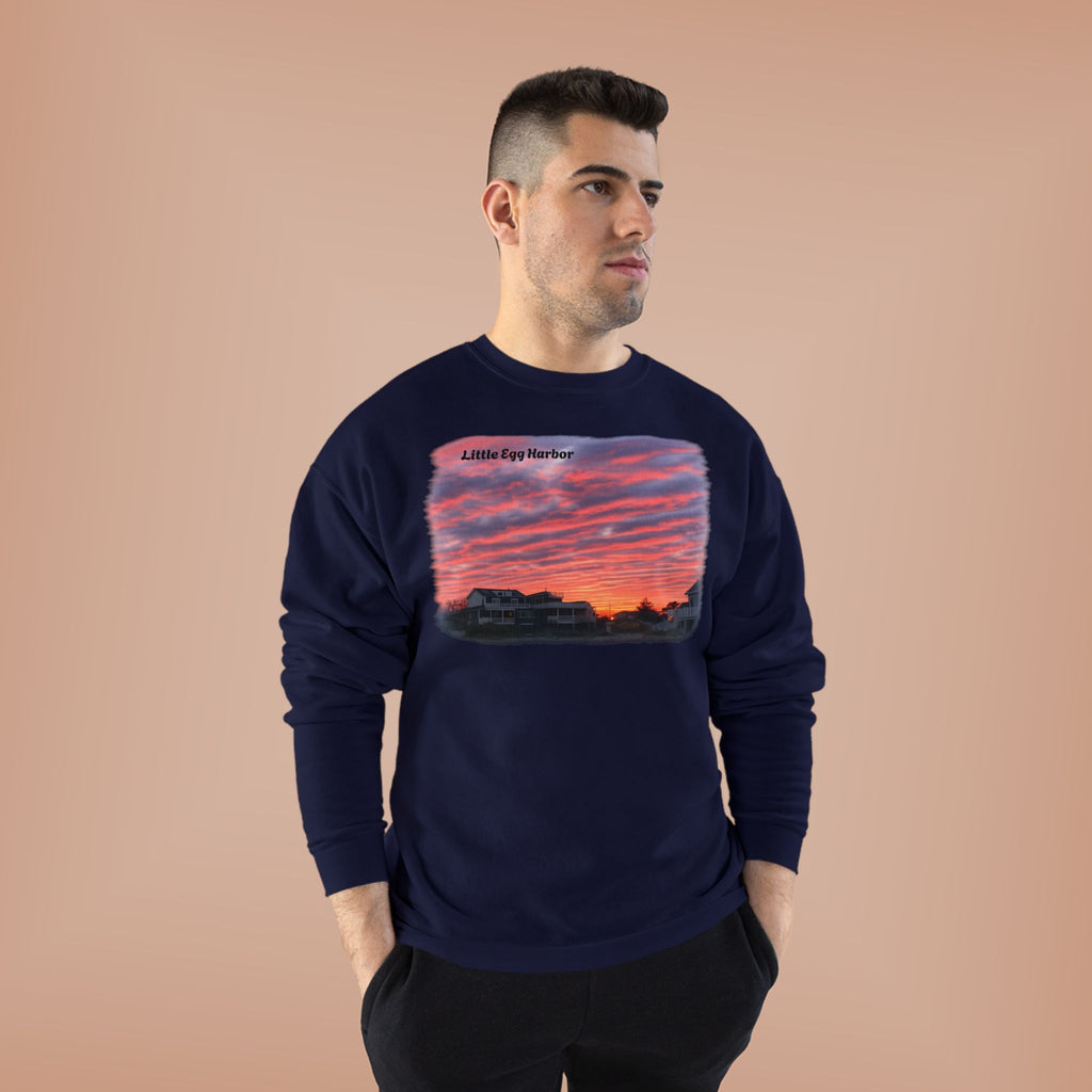 Sunset Landscape Crewneck Sweatshirt – "Little Bay Harbor" Scenic Graphic