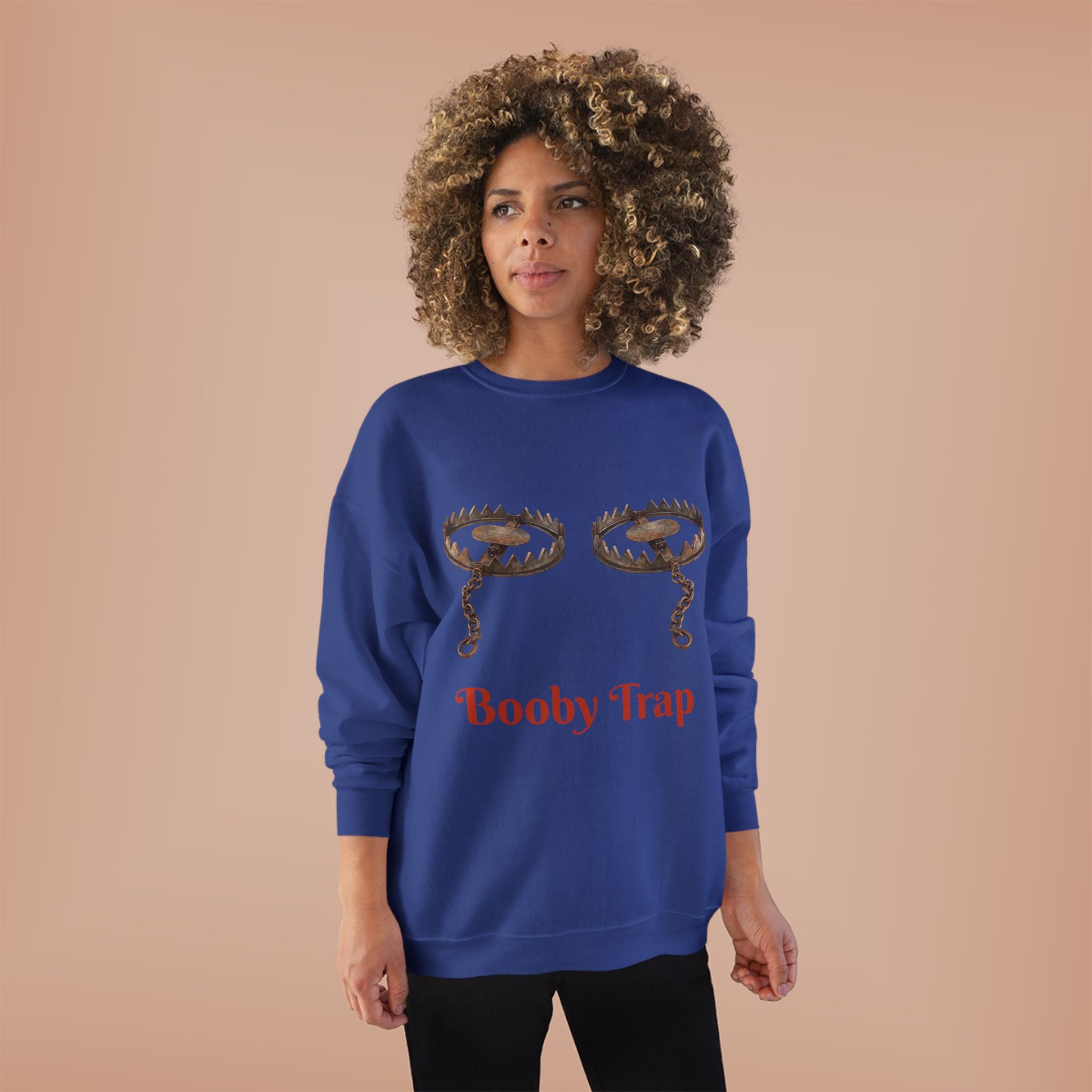 Booby Trap Sweatshirt — Funny Vintage Trap Illustration Humor Pullover