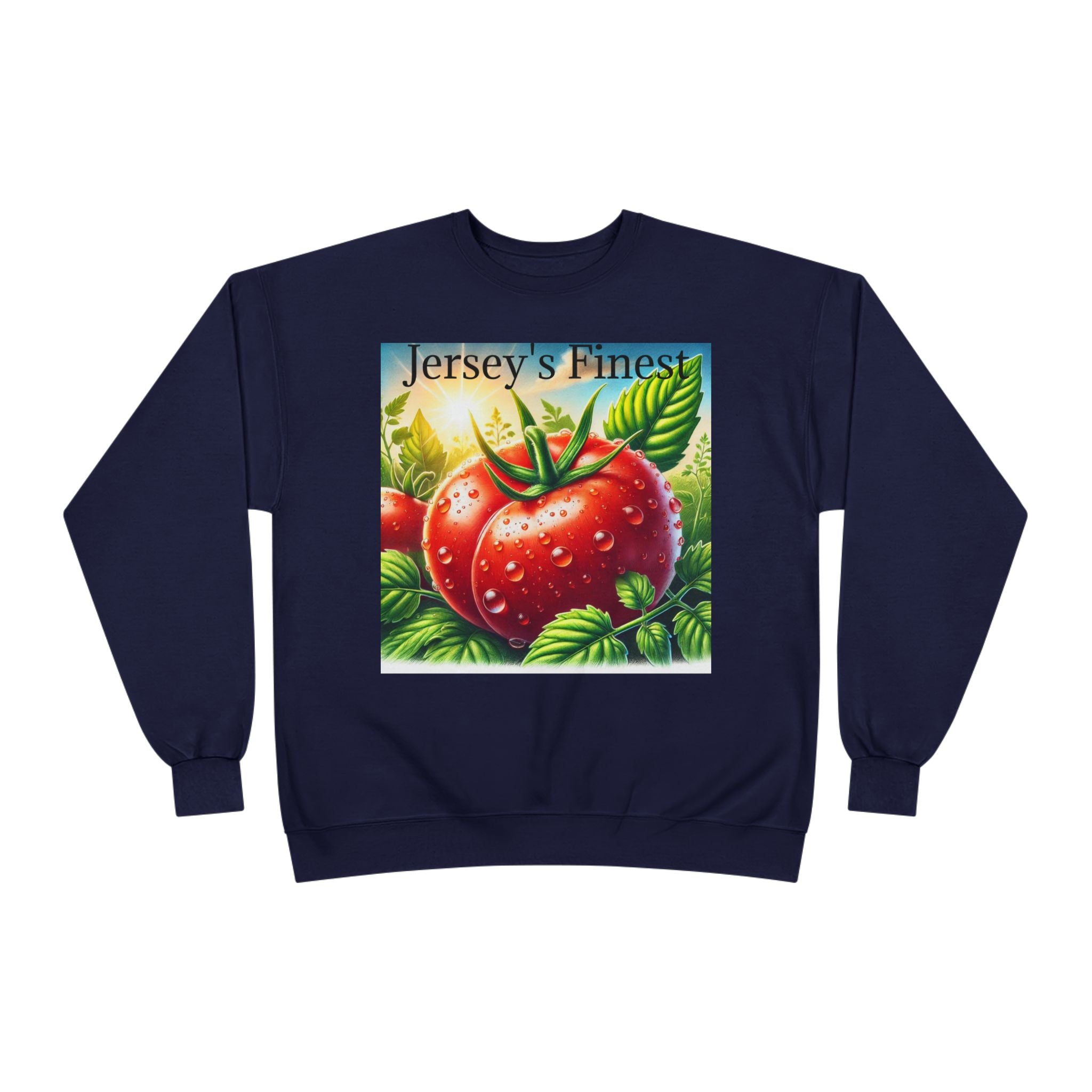 Tomato Crewneck Sweatshirt — "Jersey's Finest" Garden Produce Graphic