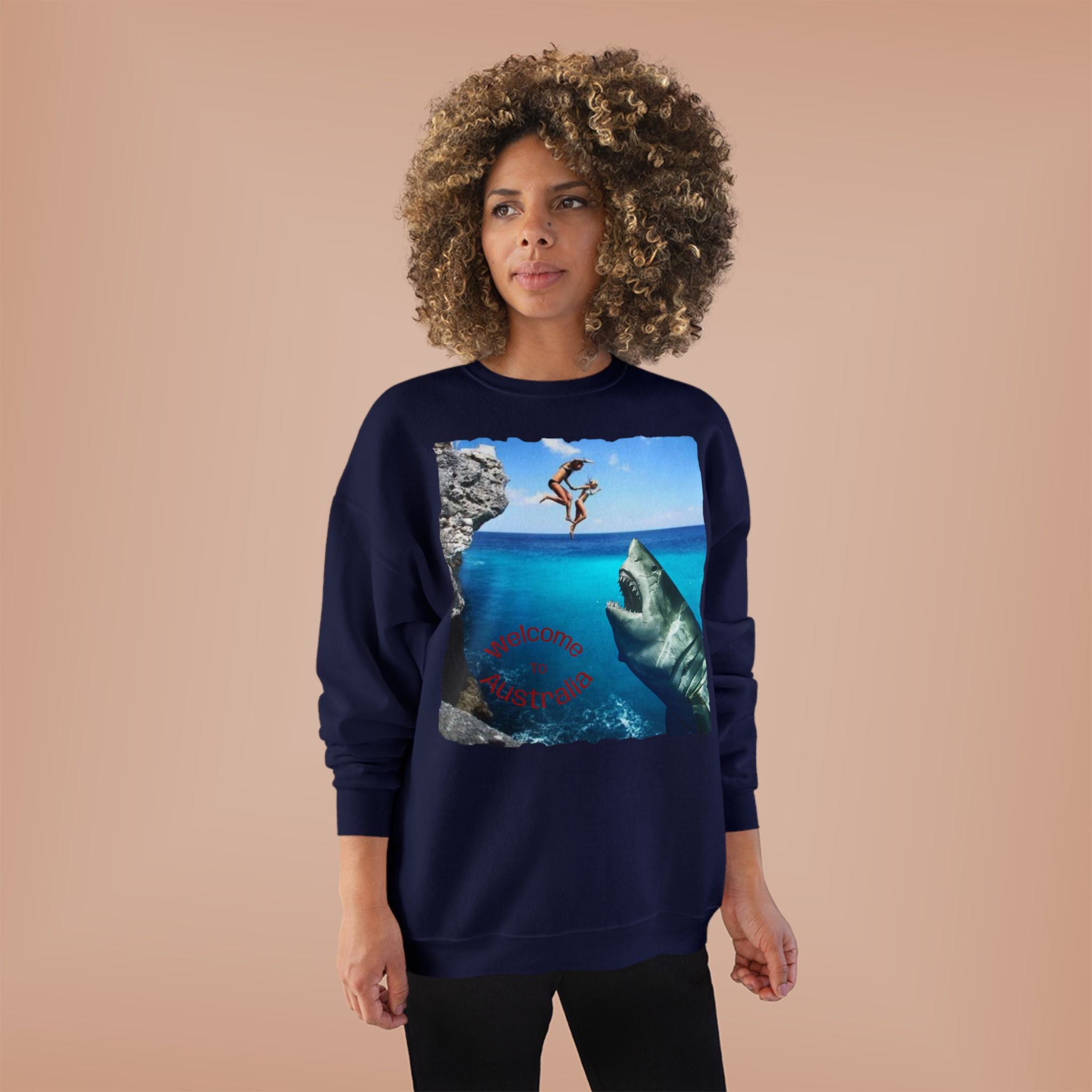 Crewneck Sweatshirt - Cliff Diver Shark Graphic