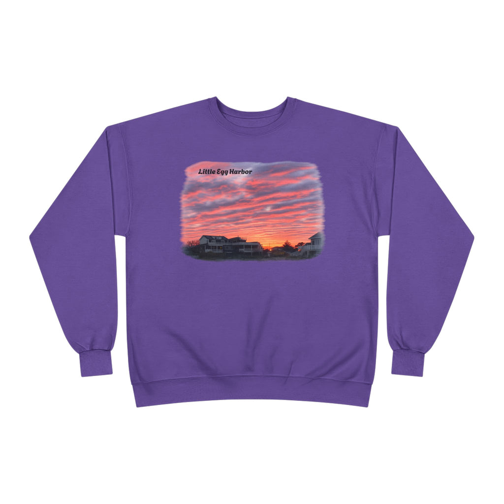 Sunset Landscape Crewneck Sweatshirt – "Little Bay Harbor" Scenic Graphic