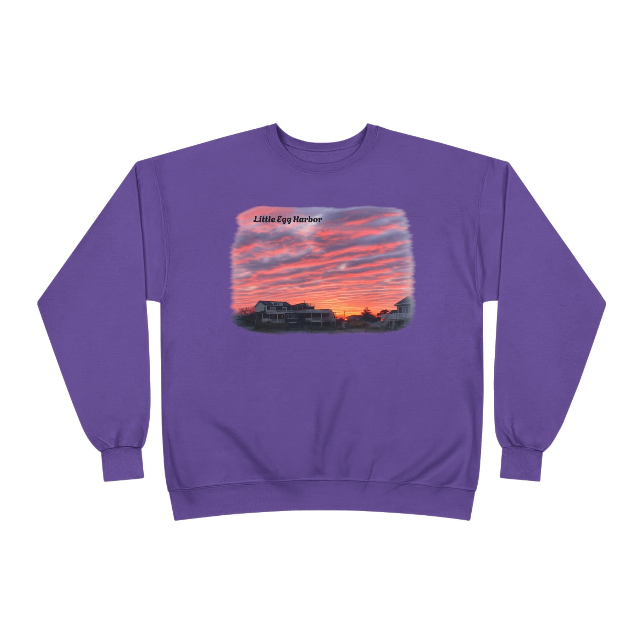Sunset Landscape Crewneck Sweatshirt – "Little Bay Harbor" Scenic Graphic