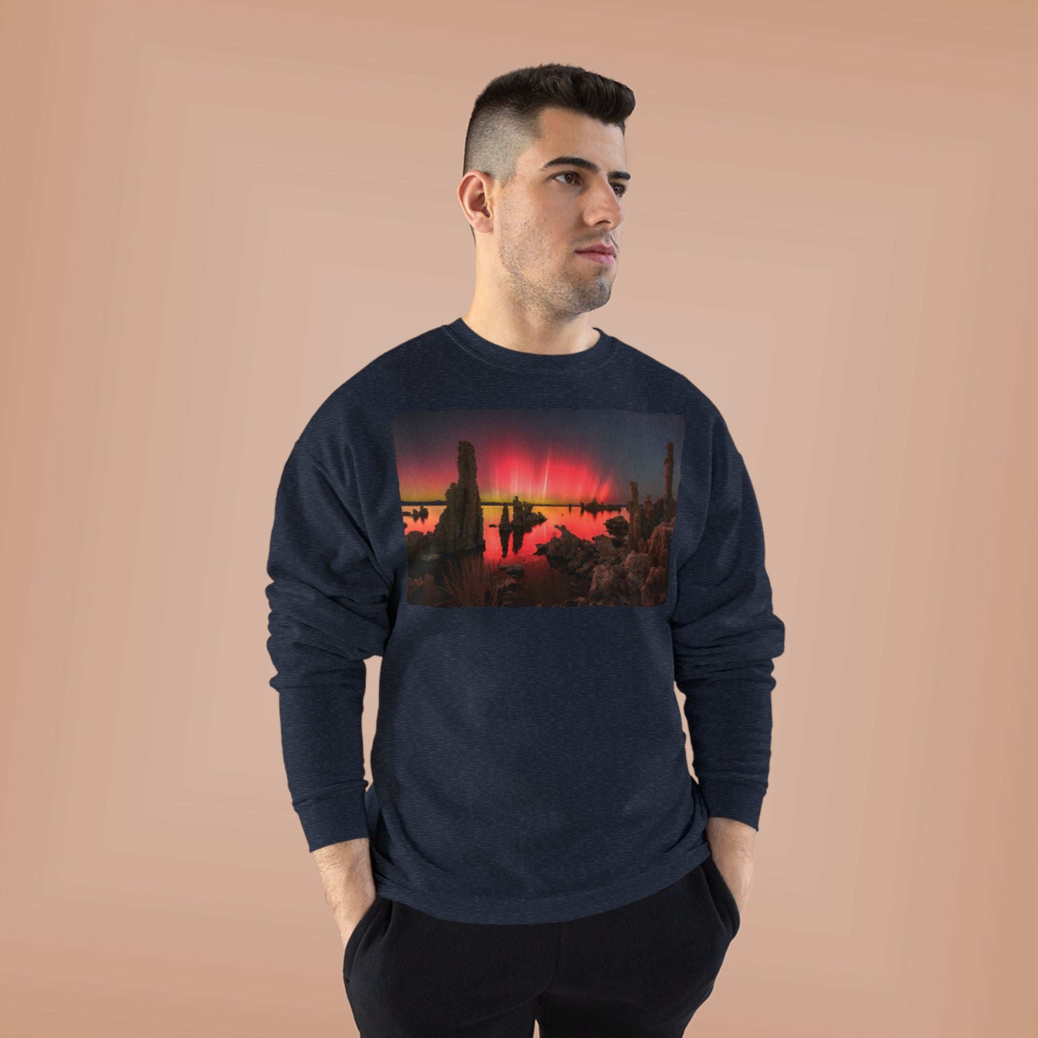 Crewneck Sweatshirt — Neon Desert Nightscape Graphic